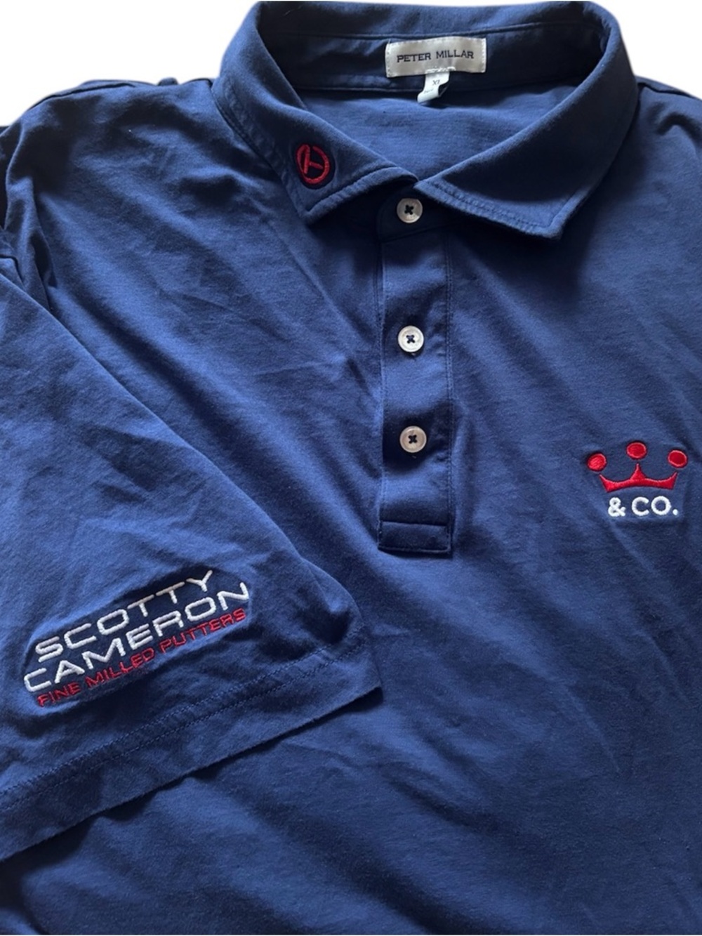SCOTTY CAMERON GALLERY Peter Millar Circle T  Crown & Co Pima Cotton Polo XL Blu